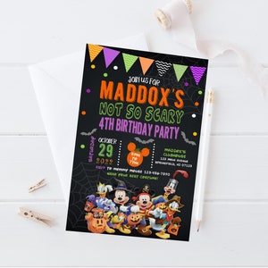 Mickey Mouse Halloween Birthday Invitation, Mickey Halloween Invitation