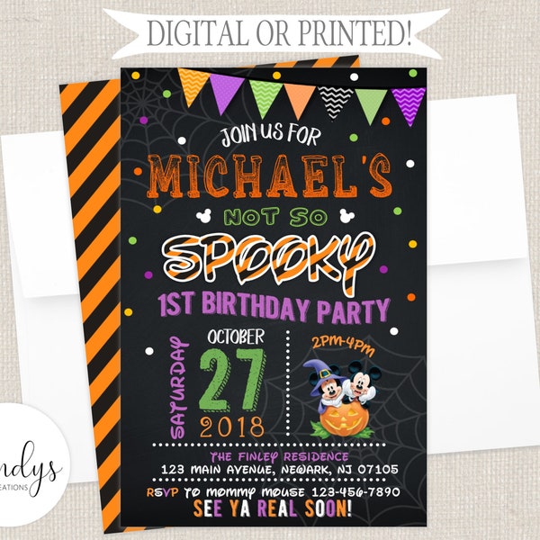 Invitación de cumpleaños de Halloween de Mickey Mouse