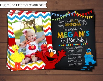 Sesame Street Invitation, Elmo Invitation, Sesame Street Birthday Invitation, Elmo Birthday Invitation, Digital Elmo Invitation