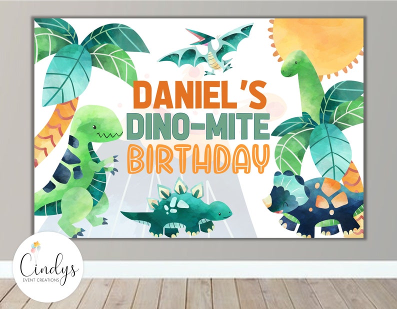 Dinosaur Backdrop Birthday Banner DIGITAL - Etsy