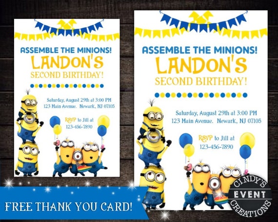 Minions Birthday Invitation Etsy