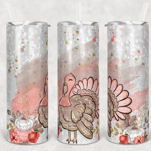 20oz Turkey Stainless Skinny Tumbler - Pumpkin Tumbler - Thanksgiving Travel Mug - Fall Lover - Gift for Homesteader - Happy Fall Tumbler