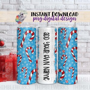 Add Your Own Name Sublimation 200z Tumbler Design - Christmas Tumbler - Twisted PNG - 20oz Tumbler Design - Candy Cane Sublimation Design