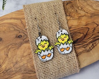 Chicken Wood Earrings - Chick Earrings - MDF Wood Earrings - Dangle Earrings - Homestead Earrings - Gift for Chicken Lover - Gifts under 10