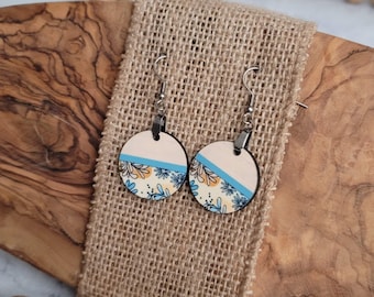 Boho Wood Earrings - Floral Earrings - Wood Earring - Boho Earrings - Handmade Earrings - Dangle Earrings - Gifts Under 10 - minimalistic