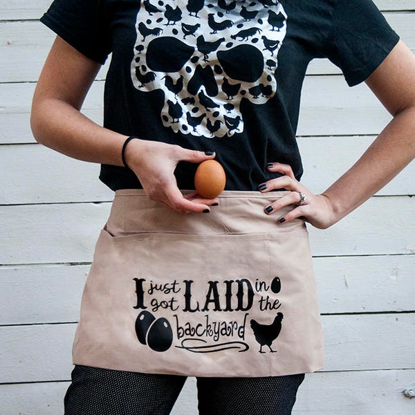 Egg Apron - Chicken Apron - Homesteading Apron -Crazy Chicken Lady - Homesteader Apron - Chicken Lover - Backyard Farmer Gift - Adult Apron