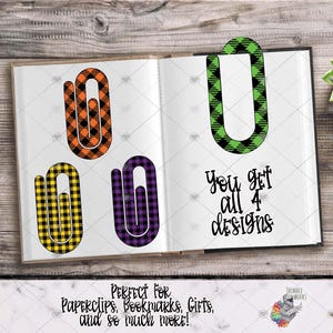 Paperclip Bookmark Design, Bookmark Sublimation Design, Halloween Design, Plaid Paperclip Design, Spooky Gift, Halloween Paperclip Design