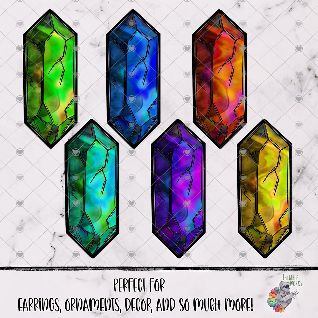 Stone Color Code Sublimation Iridescent Gemstone Sublimation Design Bundle (PNG): Earring, Sign ...
