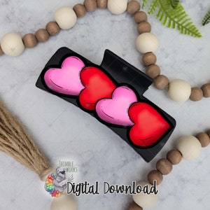 Valentines Hair Sublimation Design, Large Hair Claw Png, Heart Hair Clip, Hair Claw Design, Hair Clip Sublimation Design, Digital Download