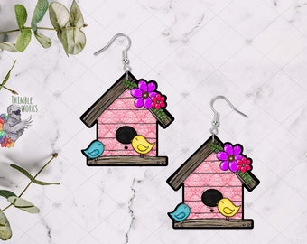 Birdhouse Design, Birdhouse Earring Sublimation Design, Save the Bees, Birdhouse Decor Design, Spring Sublimation Design, Spring Bird Decor