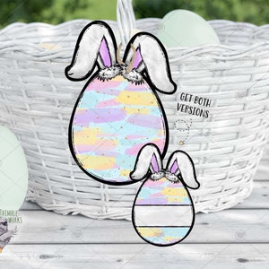 Easter Bunny Sublimation Design, Easter Basket Tag, Bunny Sign Decor, Easter Sign Design, Earring Design, Pastel Egg Design Easter Earring