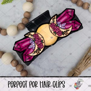 Moon and Gemstone Hair Sublimation Design, Large Hair Claw Png, Boho Hair Claw Design, Hair Clip Sublimation Design, Boho Digital Download