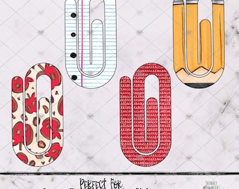 Paperclip Bookmark Design, Bookmark Sublimation Design, Teacher Design, Pencil Paperclip Design, Teacher Gift, School Paperclip Design