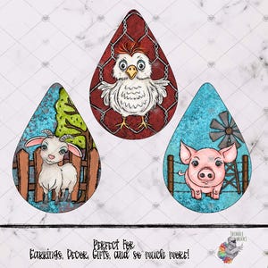 Dirty Bundle, Farm Earrings Sublimation Design, Tear Drop Design, Farm Png, Earring Design, Teardrop Sublimation Design, Farm Animals Design