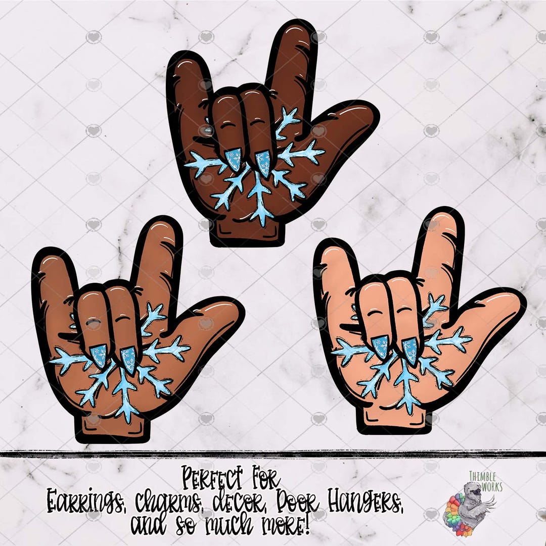 ASL I Love You Snowflake Earring Design, ASL Design, I Love You Png ...