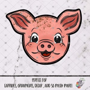 Pig Sublimation Design, Pig Head Home Decor, Farm Earring Design, Pig Design, Farm Animal Decor, Cute Pig Design