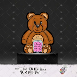 Jar of Hearts Bear Design, Teddy Bear Night Light, Valentines Light Base Design, Festive Sublimation Design, Winter Holiday Design,