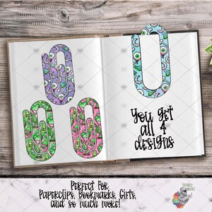 Paperclip Bookmark Design, Bookmark Sublimation Design, Halloween Design, Zombie Paperclip Design, Spooky Gift, Halloween Paperclip Design
