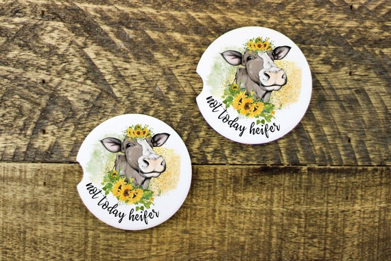 Cow Print Car Coasters, Gifts for Her Cup Holder Coaster for Car