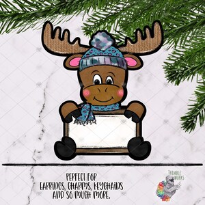Moose Sign Sublimation Design, Blue Moose Ornament Design, Christmas Ornament, Christmas Png, Christmas Design, Christmas Digital Download