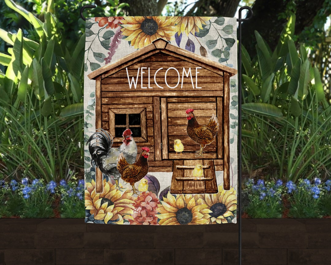 Chicken Garden Flag Farmhouse Garden Flag Chicken Gifts Etsy