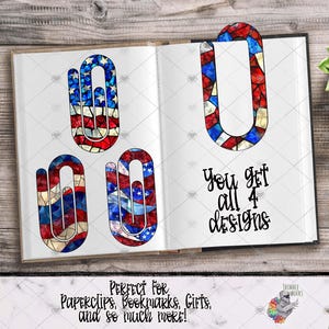 Paperclip Bookmark Design, Bookmark Sublimation Design, Patriotic Design, Stained Glass Paperclip Design, Patriotic Paperclip Design
