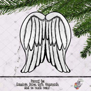 Angel Wings Sublimation Design, Angel Ornament, Christmas Ornament, Religious Earrings, Christmas Design, Christ Home Decor, Church Decor