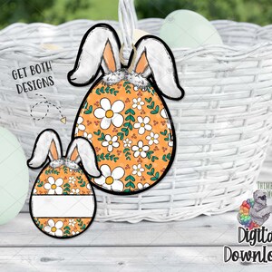 Easter Bunny Sublimation Design, Easter Basket Tag, Bunny Sign Decor, Easter Sign Design, Earring Design, Boho Egg Design Easter Earring