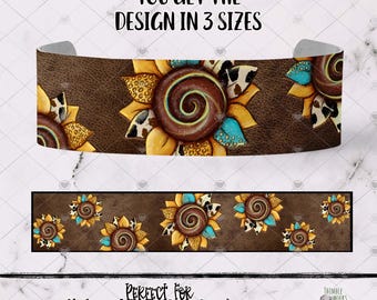 Teal Sunflower Cuff Bracelet Design, Leather Cuff Bracelet Design, Fall Design, Cow Sublimation Design, Western Jewelry Design, Farm Design