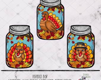 Thanksgiving Earring, Mason Jar Sublimation Design, Fall Design, Turkey Mason Jar Design, Fall Decor, Turkey Design, Thanksgiving Design
