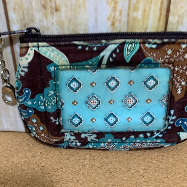 Vera Bradley ID Zip Coin Purse in Java Blue Pattern