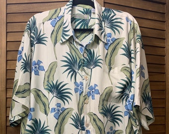 Pineapple Moon brand men’s silk button-down Hawaiian shirt size 2X with floral design
