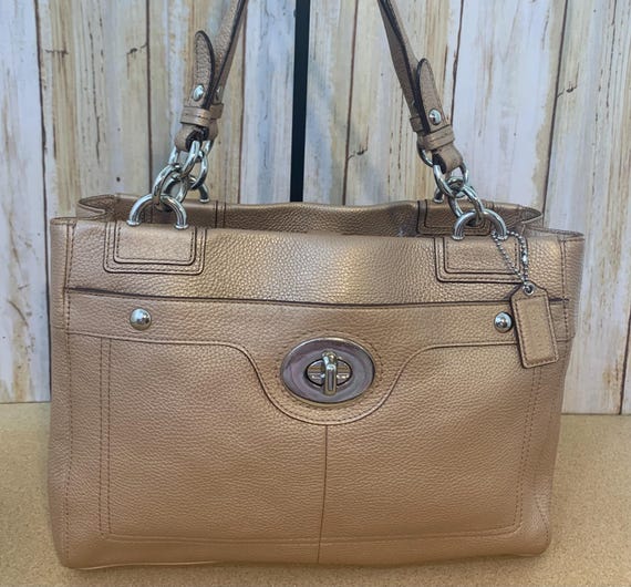 COACH Bronze Golden Brown Pebble Leather Penelope Carryall Satchel