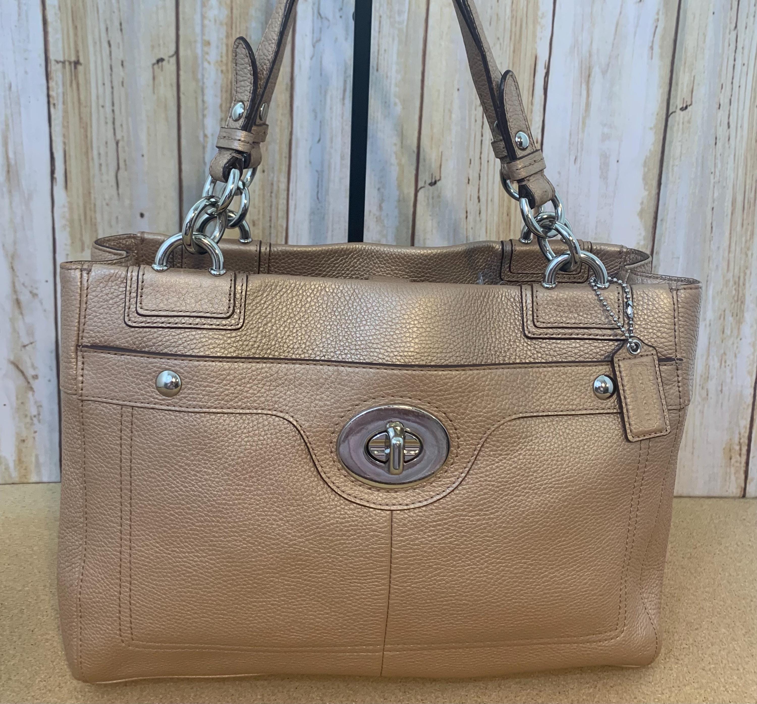COACH Bronze Golden Brown Pebble Leather Penelope Carryall Satchel