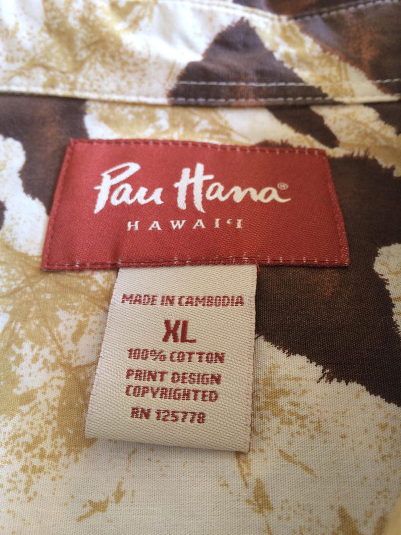 Pau Hana Hawaii tropical leaf print Hawaiian shirt size XL Reduced