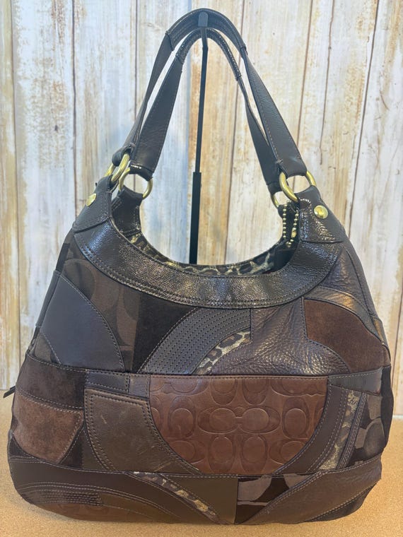 RARE large Coach Madison Maggie Patchwork Hobo Ba… - image 1