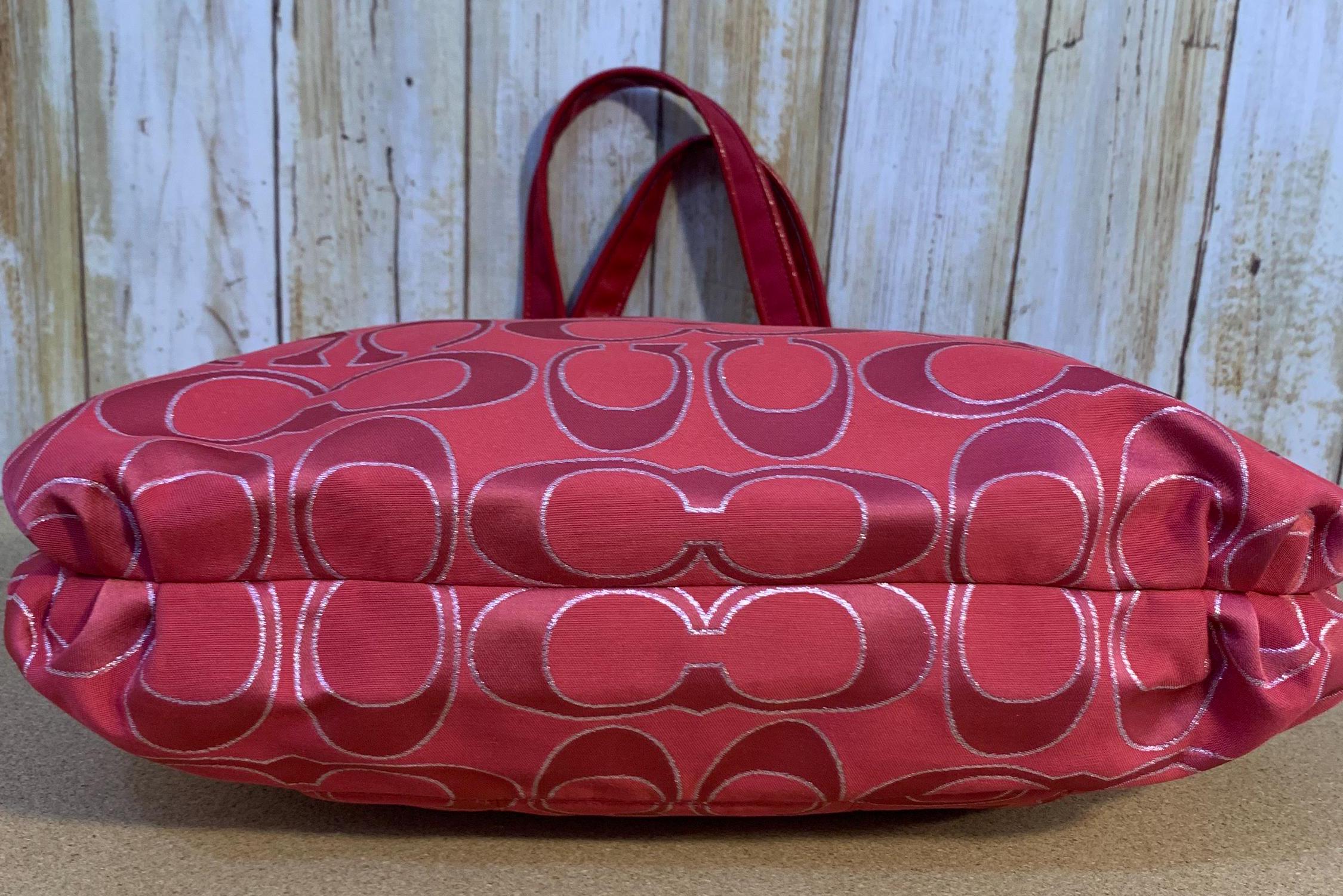 Coach Poppy H1193-17890 Ruby Red Metallic Lurex Glam Tote - Etsy