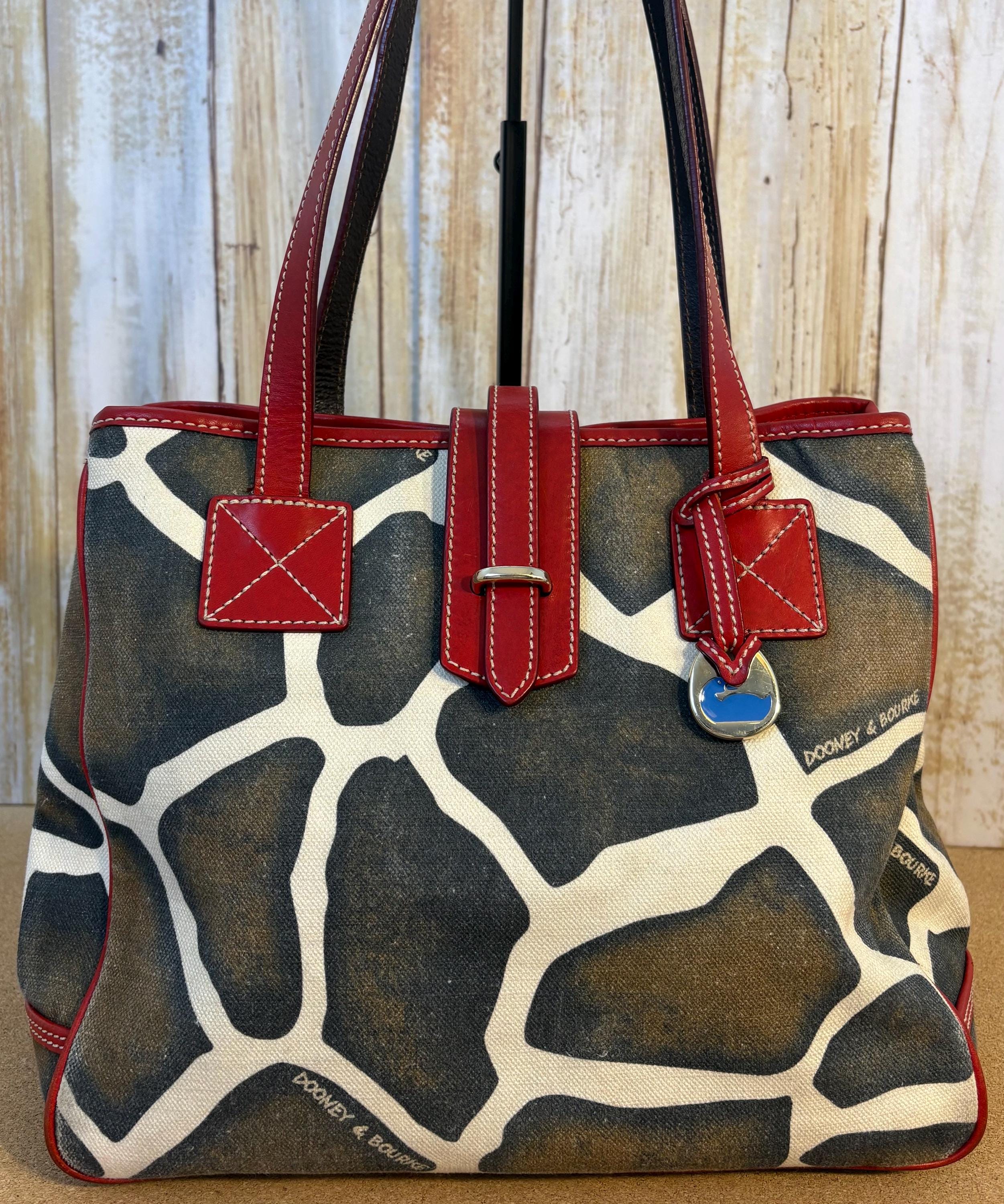 Vintage) Dooney & Bourke Leather Giraffe pattern hobo bag  Vintage Dooney & Bourke Giraffe Print Canvas Leather Shopper Tote Bag main image 1
