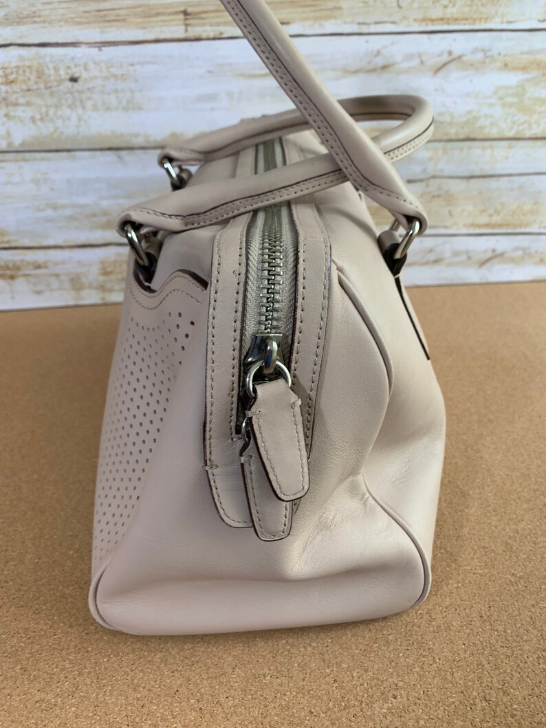 Sale: Coach Handbag 23577 Legacy Perforated Leather Haley Satchel in beige image 4