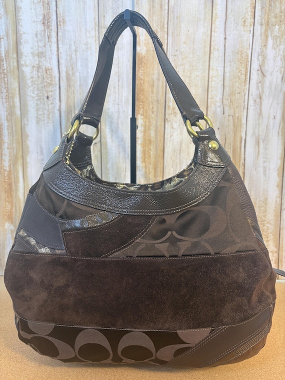 RARE large Coach Madison Maggie Patchwork Hobo Ba… - image 2