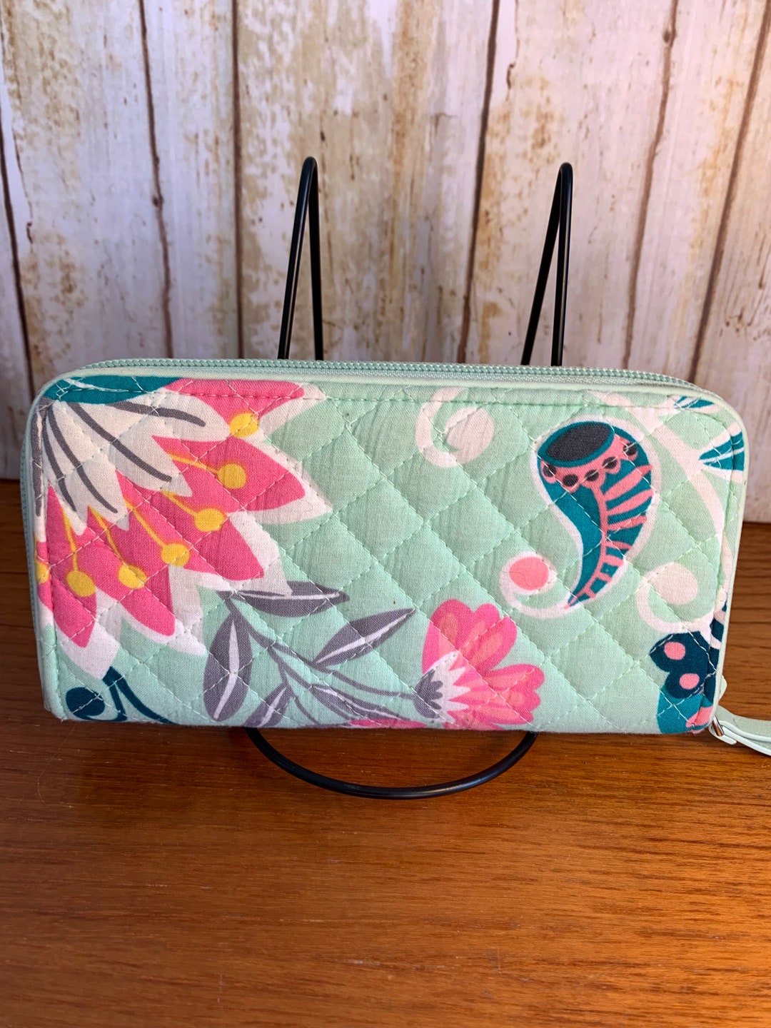 Vera Bradley RFID Protected Mint Flowers Pattern Accordion Wallet Etsy