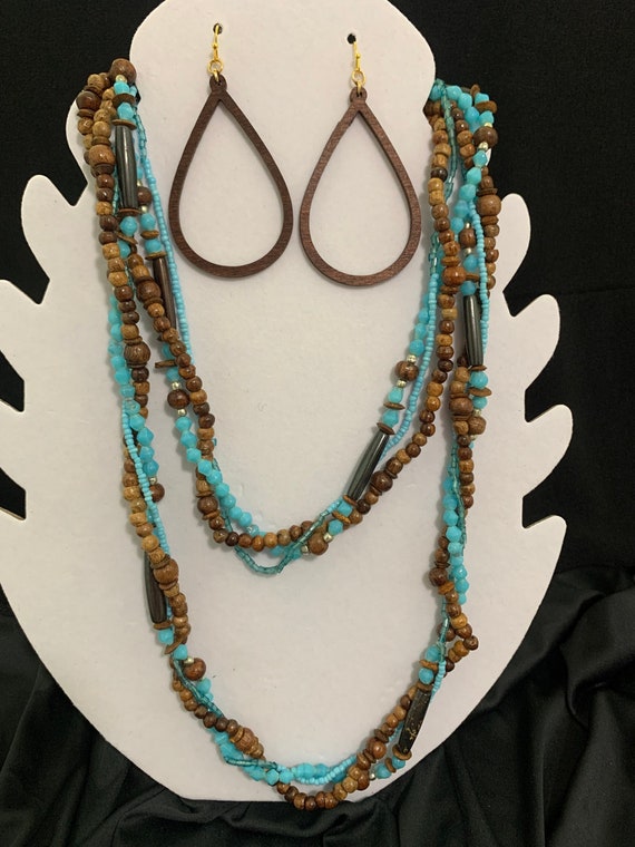 Sale: 6 Strand Beaded Necklace and Earring Set in 