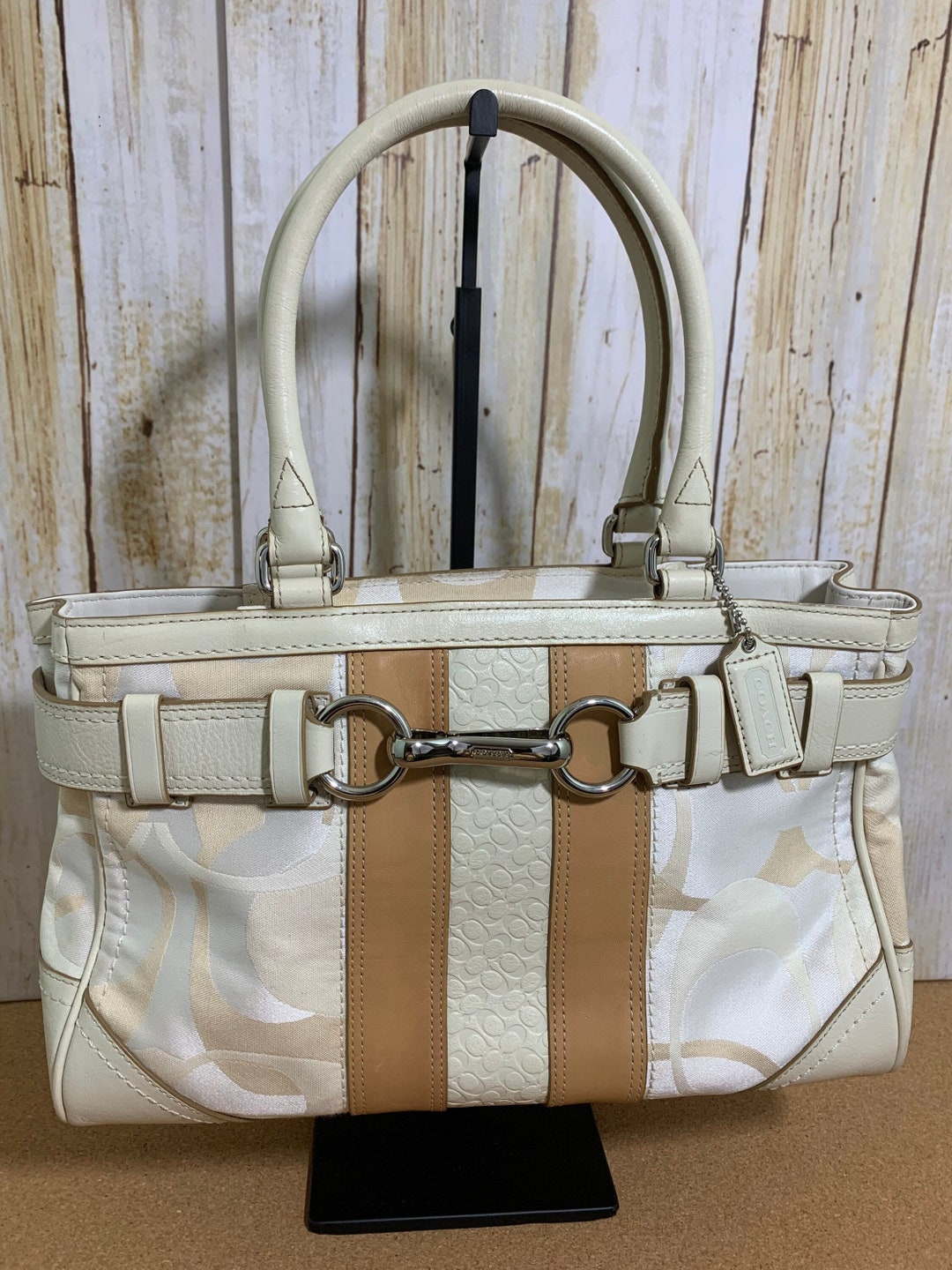 Coach Hampton Optic Signature Stripe Medium Carryall Satchel in  