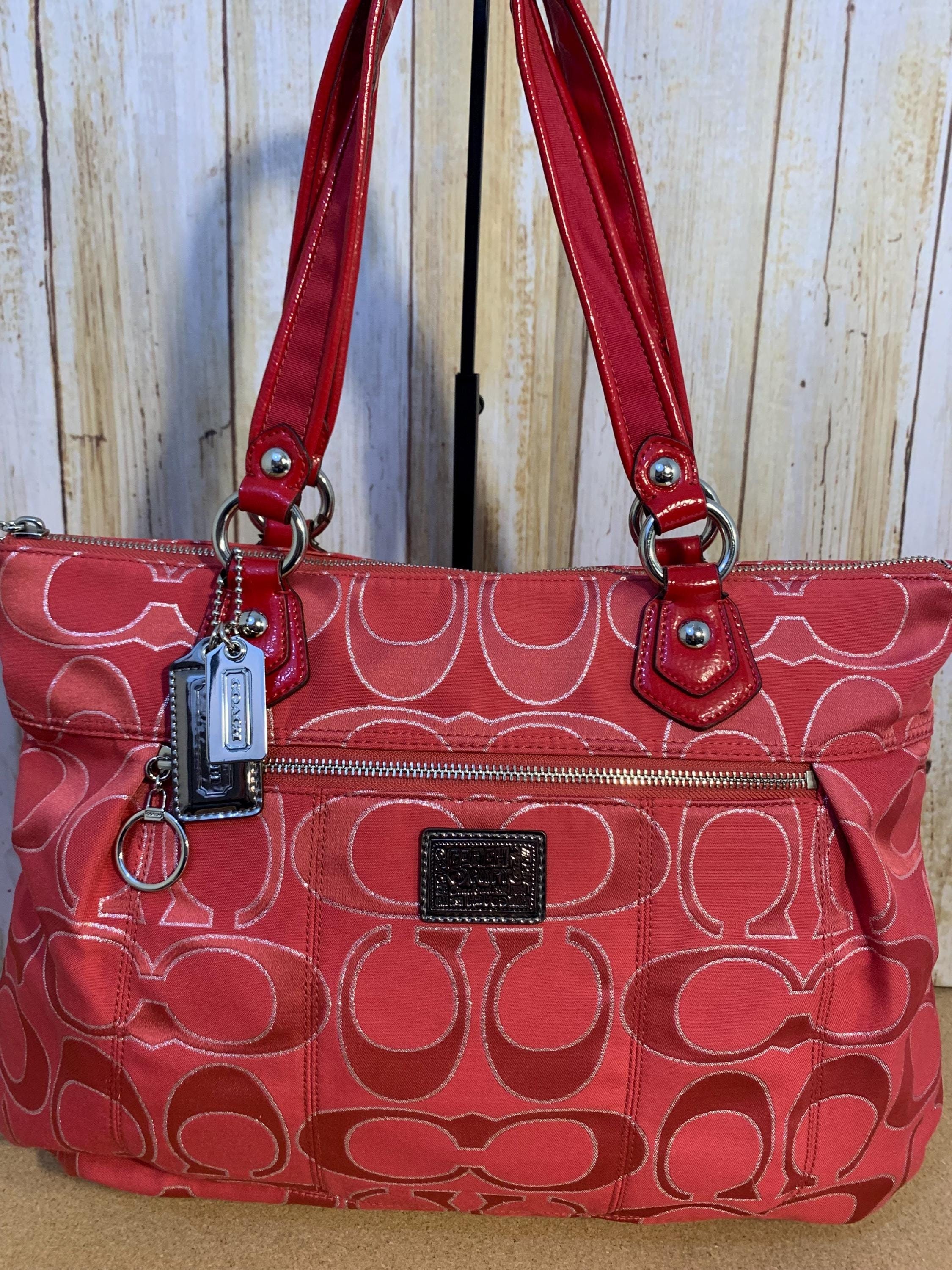 COACH Poppy レッド バッグ Coach Red Patent Leather Limited Edition Poppy Handbag Purse