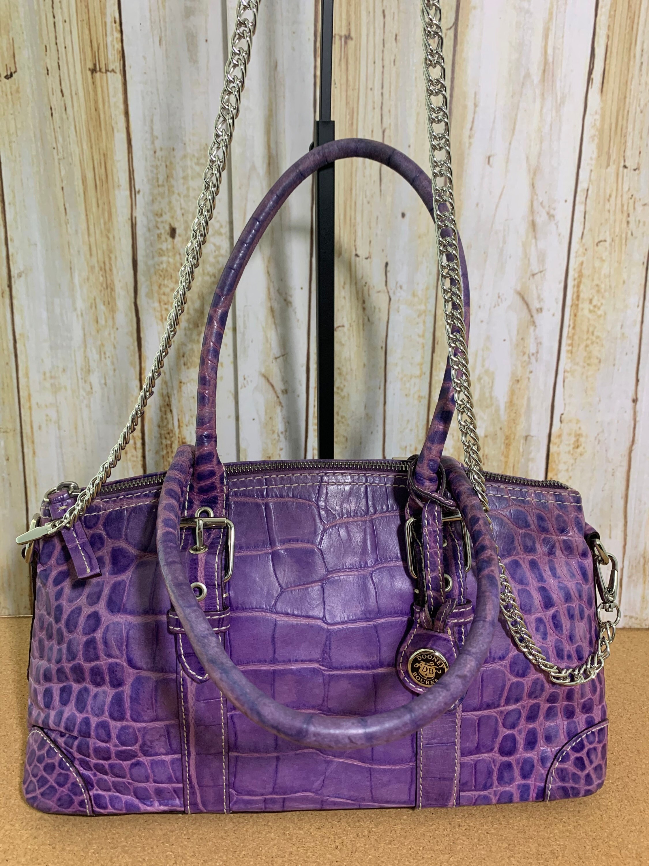 Women Purple Croc-Skin Patterned Tote Bag