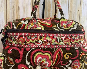 Vera Bradley large travel bag in the abstract floral “Puccini” pattern in rich earth tone shades