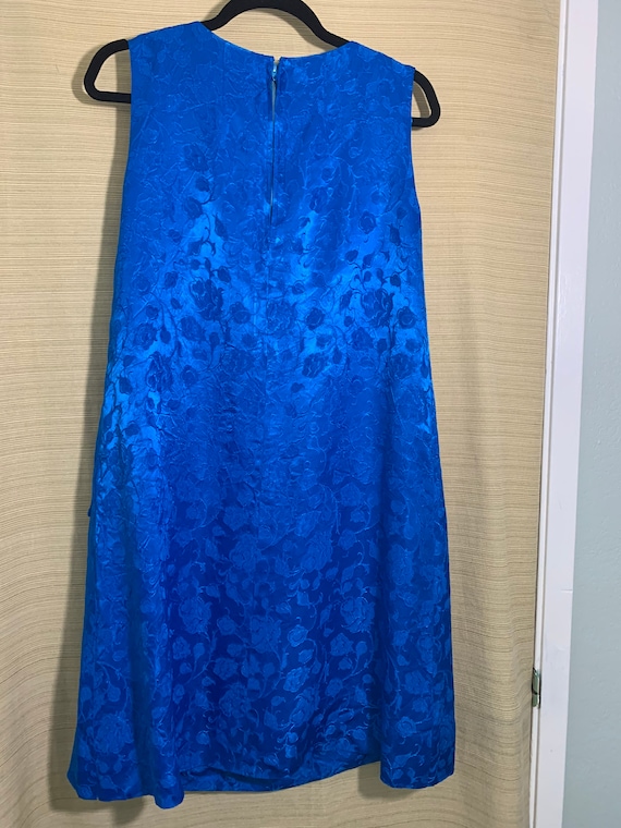 Sale: Vintage Homemade Sleeveless Royal Blue Silk… - image 2