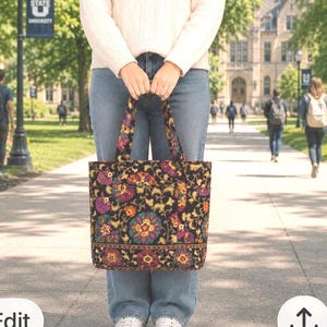 Bolso tote vintage con estampado Suzani de Vera Bradley y neceser a juego