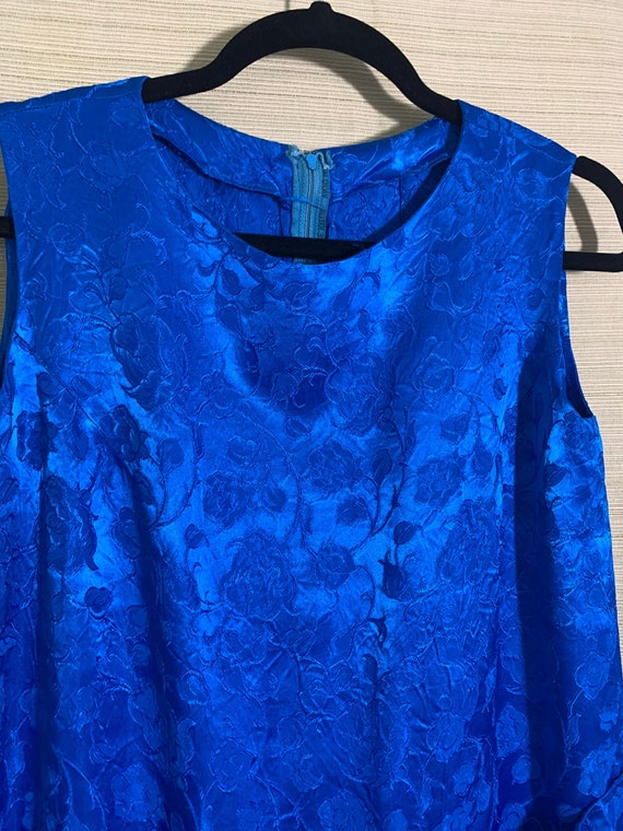 Sale: Vintage Homemade Sleeveless Royal Blue Silk… - image 1