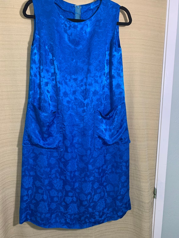 Sale: Vintage Homemade Sleeveless Royal Blue Silk… - image 3